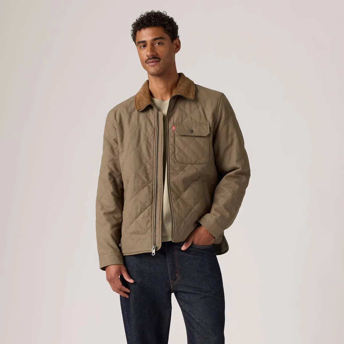 Стеганая куртка в стиле амбара Levi's, Dark Taupe - Brown — фото 3