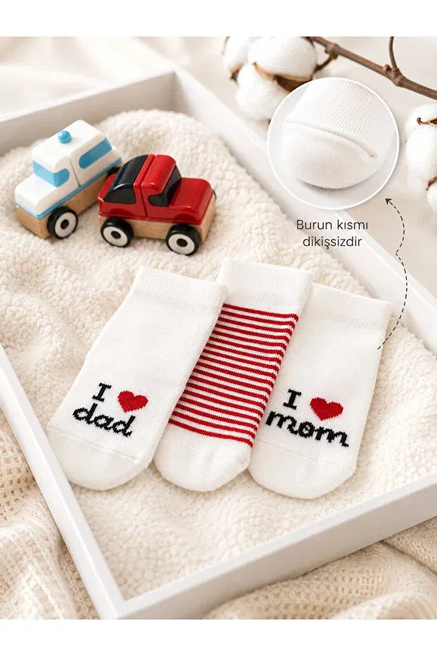Детские носки для новорожденных хлопковые 3-Piece baby socks Karamila, White