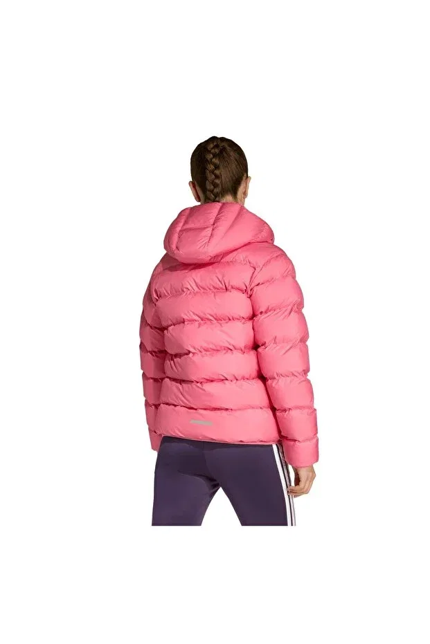 Детское зимнее пальто для девочек синтетическое утепленное Adidas, Pink — фото 4