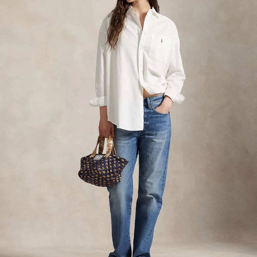 Женская рубашка Oversized Fit Oxford Polo Ralph Lauren, White — фото 3