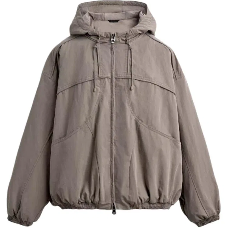 Мужской пуховик с капюшоном, серый, ZARA