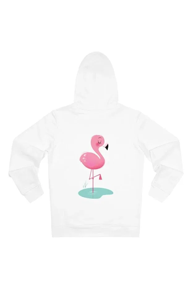 Детские свитшот для девочек с принтом Hooded Pocket Reversible Flamingo Printed Ladijital Baski Çözümleri, White — фото 2