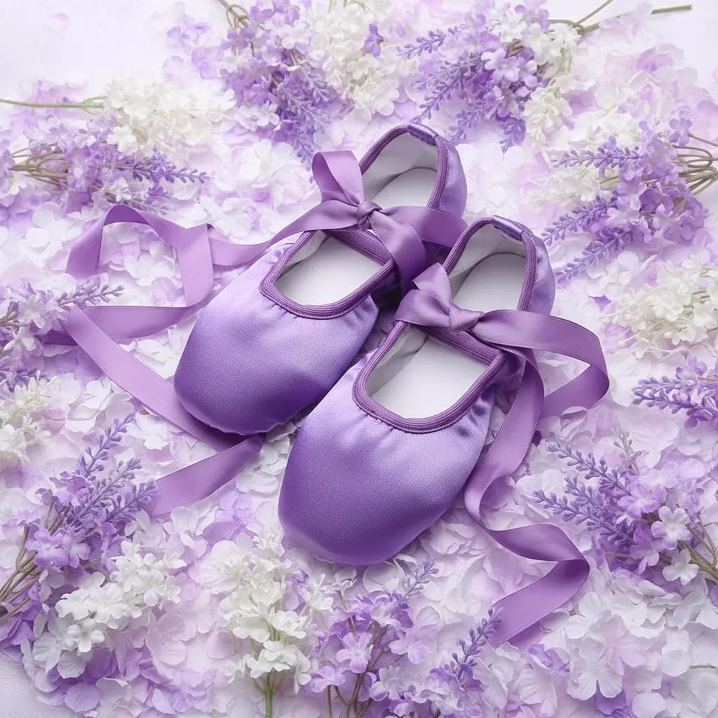 Детские балетки для девочек с лентами MSMAX, Purple — фото 4