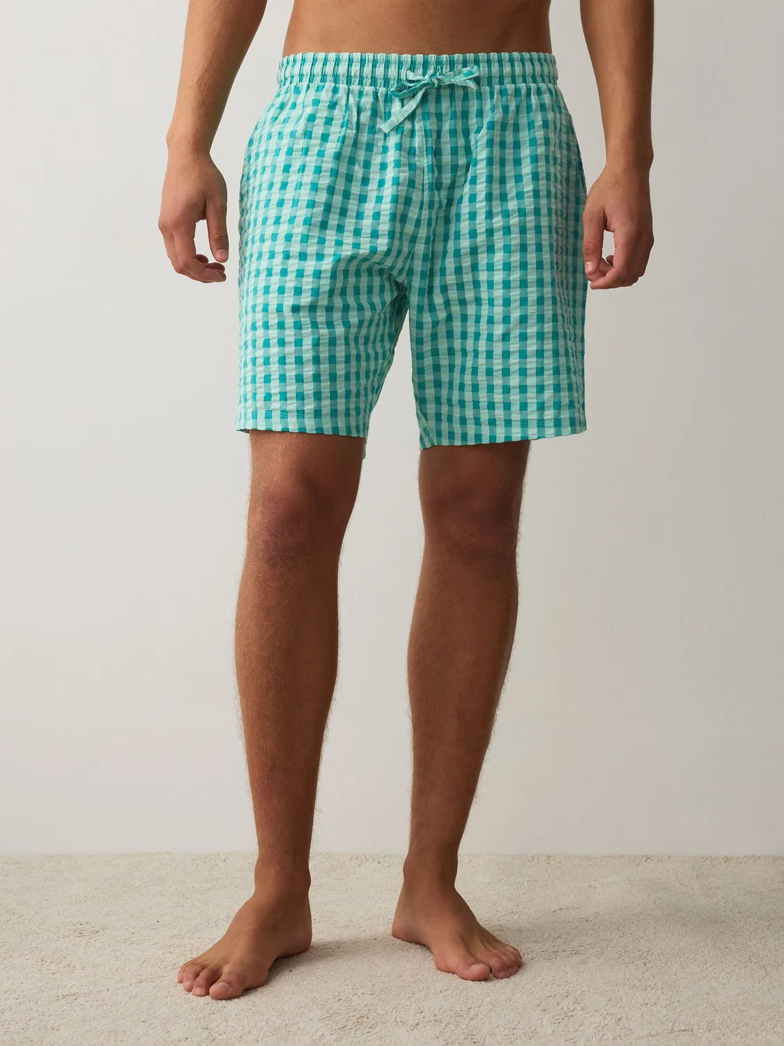 Пижамные шорты Woven Check 2 Pack Next, сине-зеленые — фото 3