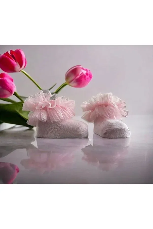 Детские носки для девочек с оборками Young Batu Giyim, Pink — фото 2