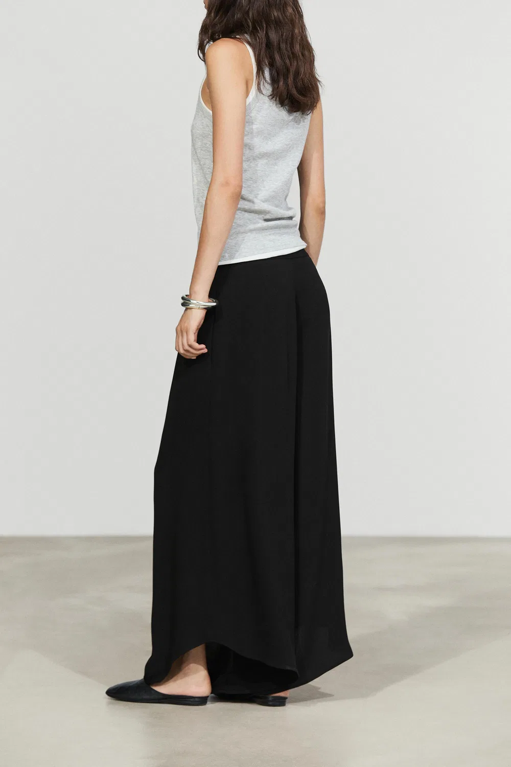 Брюки Massimo Dutti, широкие, объемные, черный — фото 4