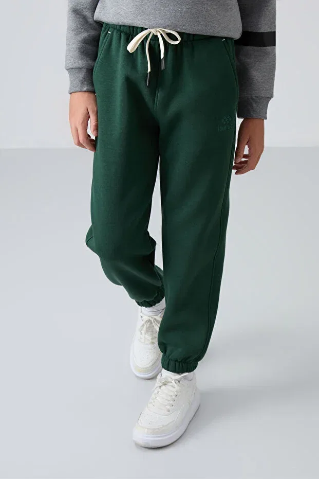 Детские спортивные штаны для мальчиков хлопковые Tommy Life, Black-Pine Green — фото 4