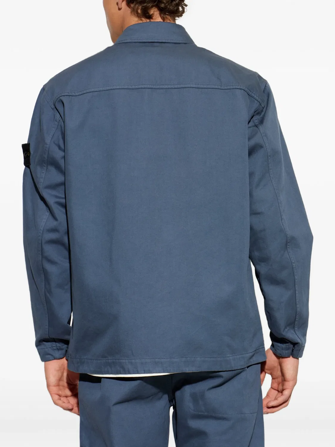 Stone Island Рубашка-куртка в ломаном твилле, Синий — фото 4