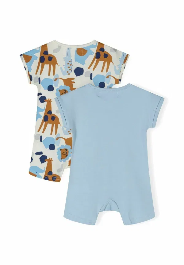 Комплект из 2 ползунков с коротким рукавом с принтом Животные Minoti, Light Blue White, белый/светло-голубой — фото 2