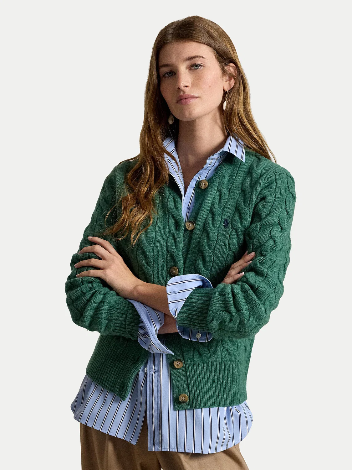 Женский кардиган приталенного кроя Polo Ralph Lauren, зеленый