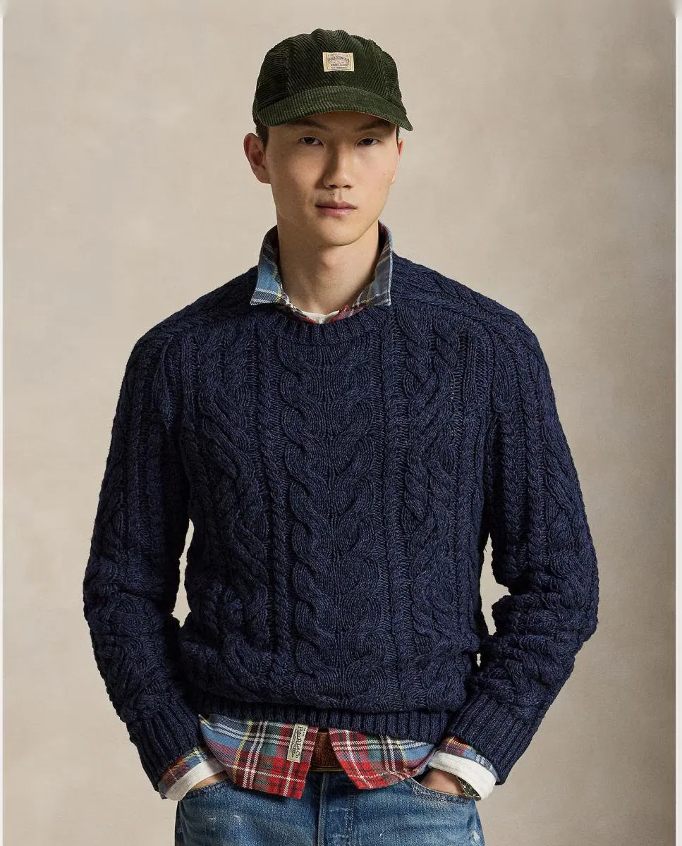 Мужский джемпер, Punto Aran Azul Marino Combinado, Polo Ralph Lauren, темно-синий