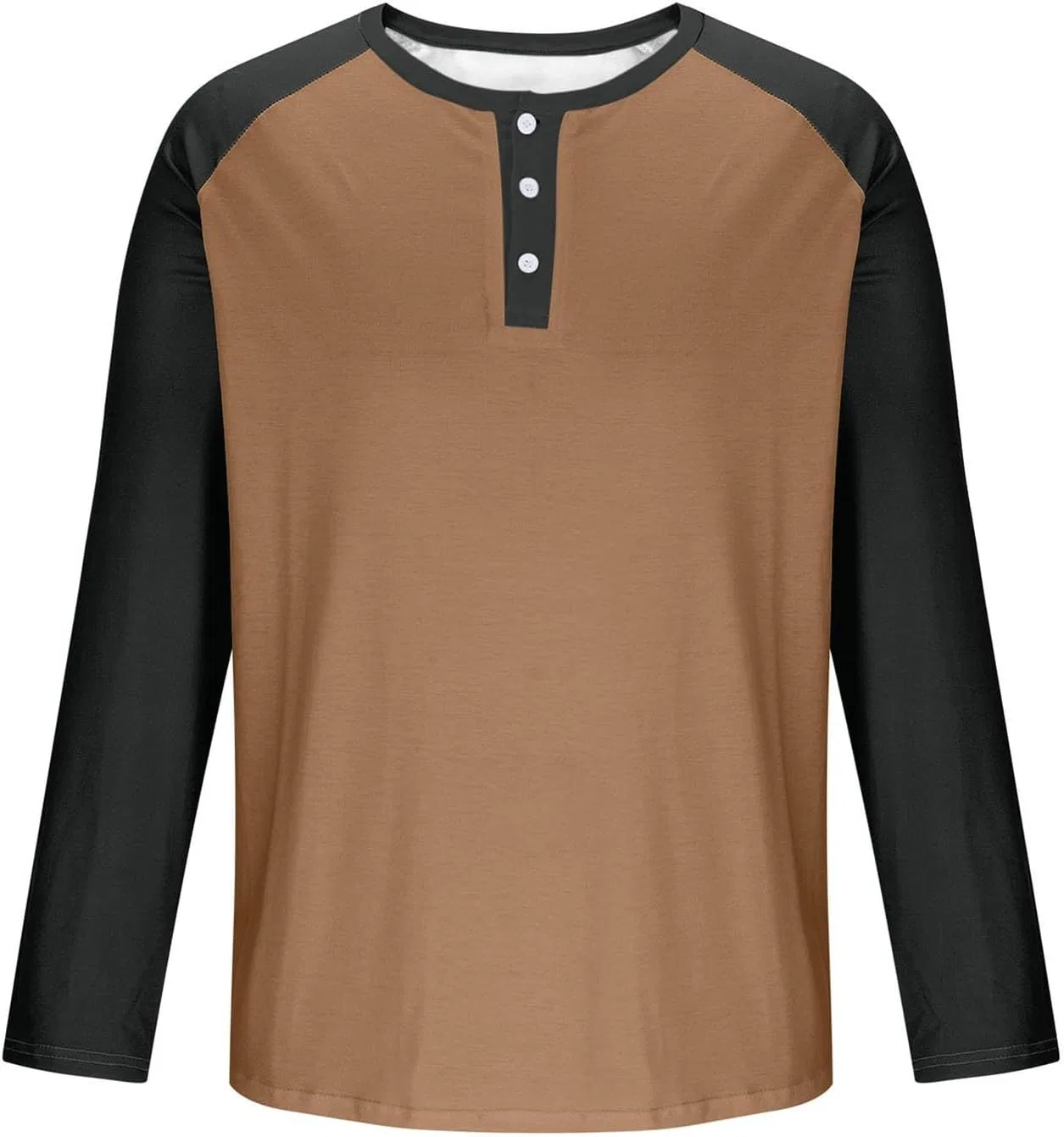Мужская футболка с тремя пуговицами Raglan 3/4 рукав, 1-brown — фото 3