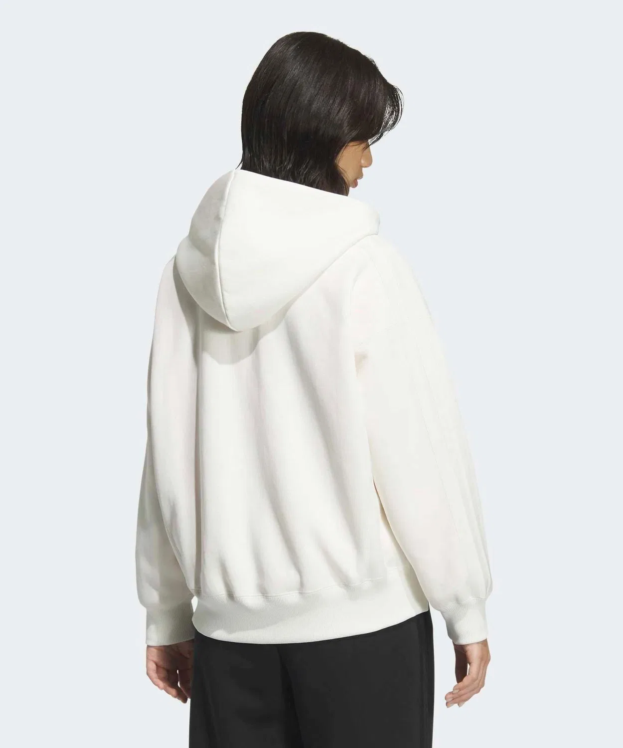 Женский худи с длинным рукавомEssentials Plus Three Stripes Space Knit Loose Fit Full Zip Adidas, White — фото 2