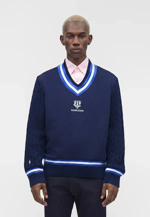 Свитер с вязаным узором Wimbledon, Polo Ralph Lauren, Refined темно-синий — фото 3