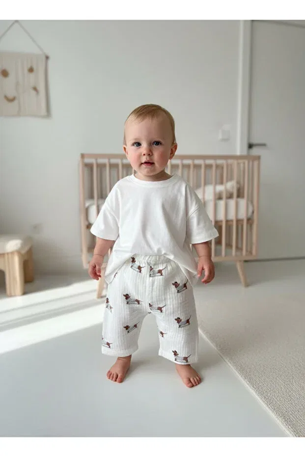 Детские брюки для девочек с широкой штаниной Zemze Baby, White