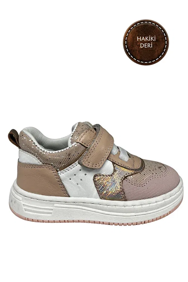 Детские туфли для девочек на липучке Şenler Bebe World Kids, Powder-Metallic-White