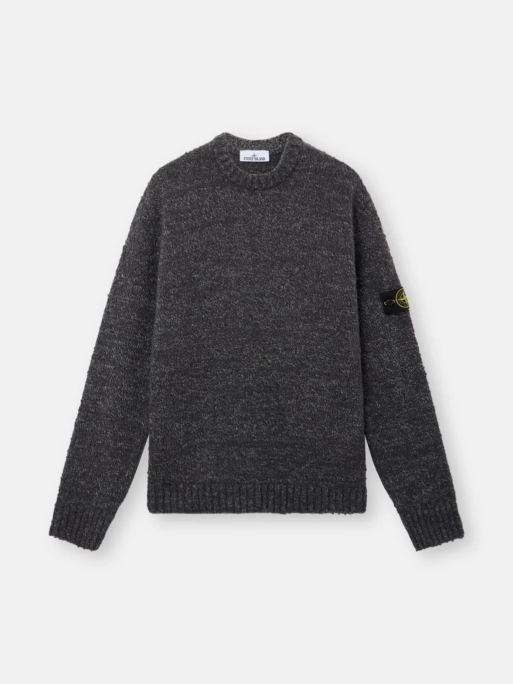 Мужской свитер Stone Island Loose-fit Crewneck With Ribbed Trims, свинцово-серый меланж — фото 2