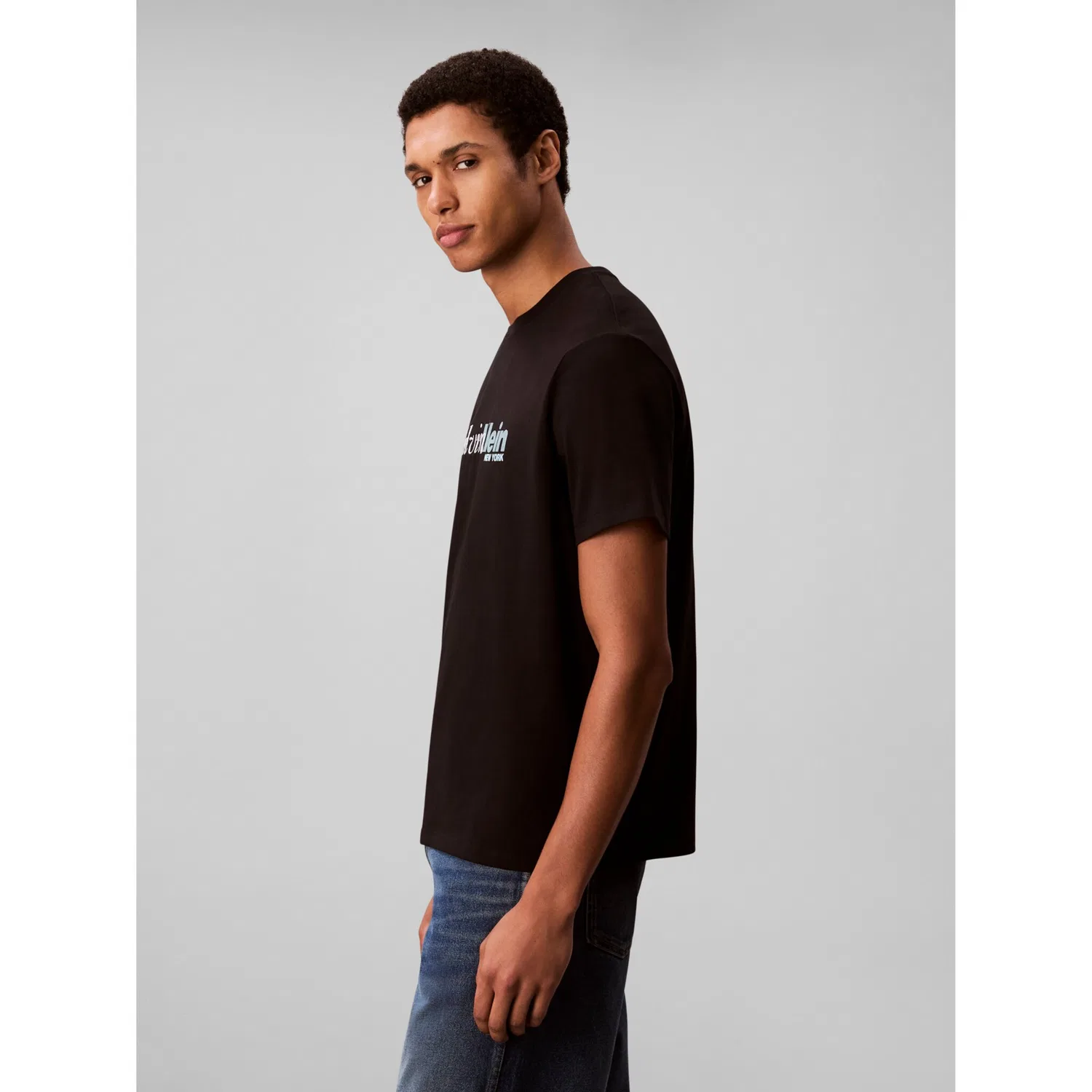 Мужская хлопковая футболка с круглым вырезом Calvin Klein, Black — фото 3
