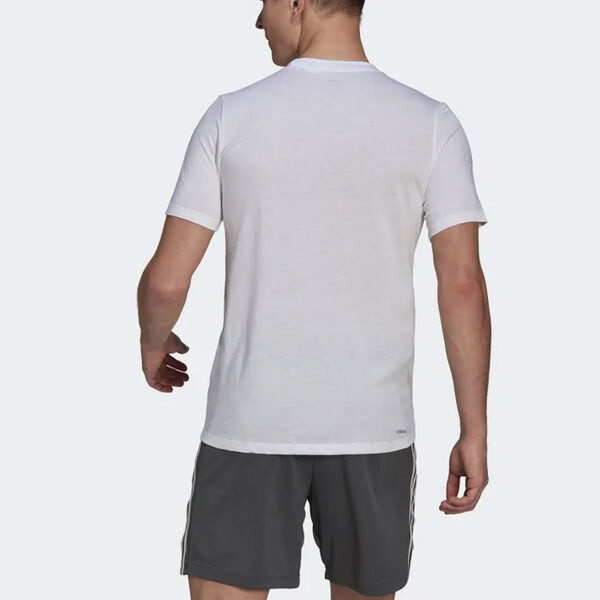 Футболка adidas Solid Color logo Sports Short Sleeve White, мультиколор — фото 3