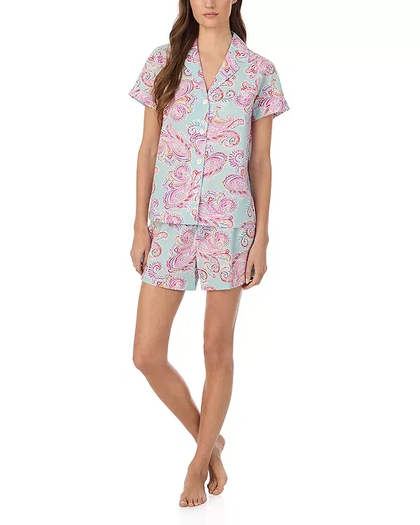 Женский комплект пижамный из хлопка и вискозы Classic Boxer Pajama Set Ralph Lauren, Multi Paisley