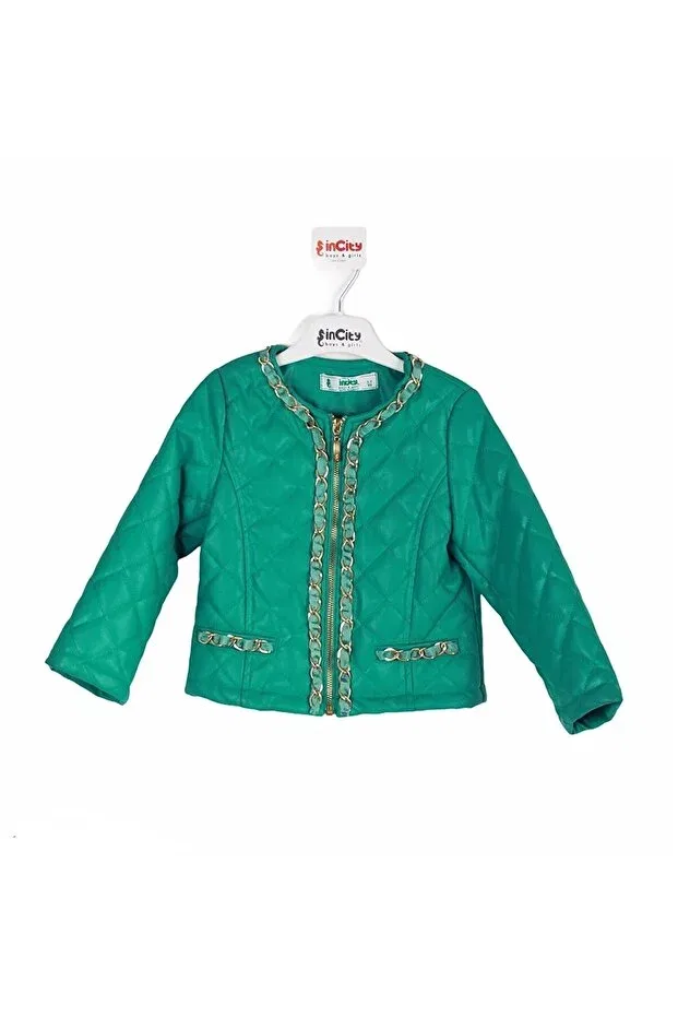 Детское пальто для девочек из искусственной кожи Incity, Green