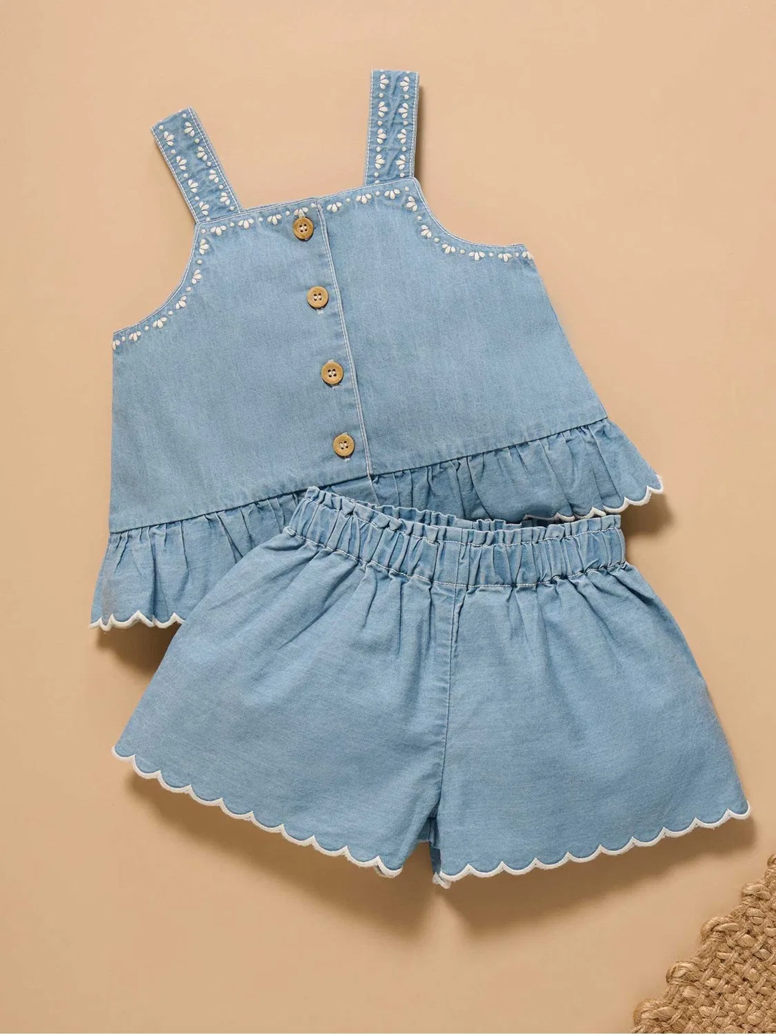 Комплект топ и шорты Chambray Set Purebaby, синий
