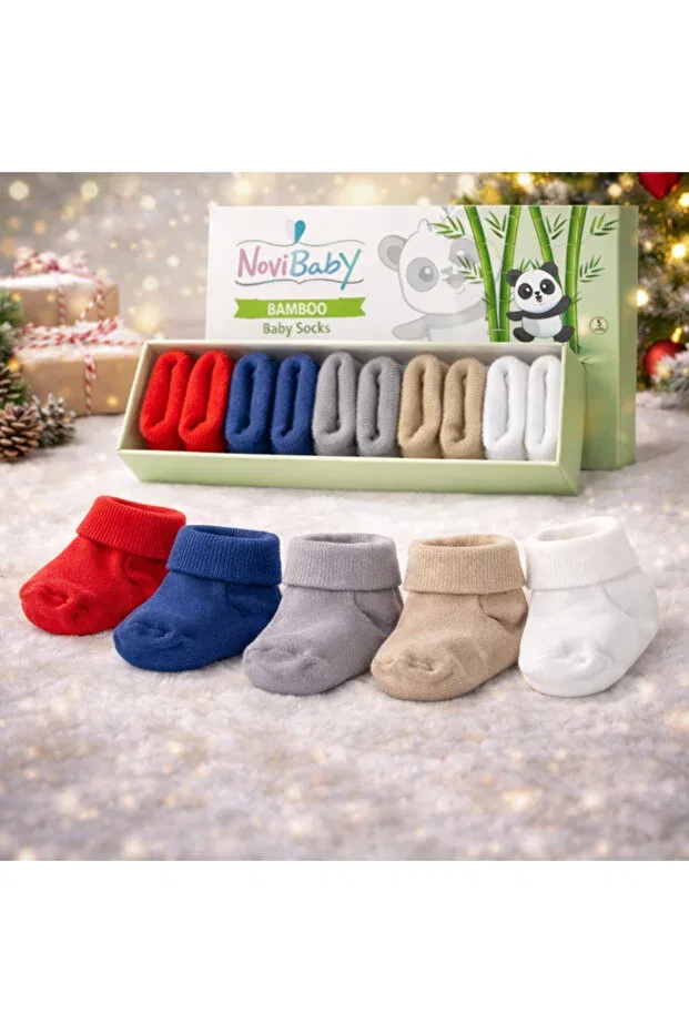 Детские носки для новорожденных из бамбука набор 5 пар Basics Novibaby, Cold Weather — фото 3