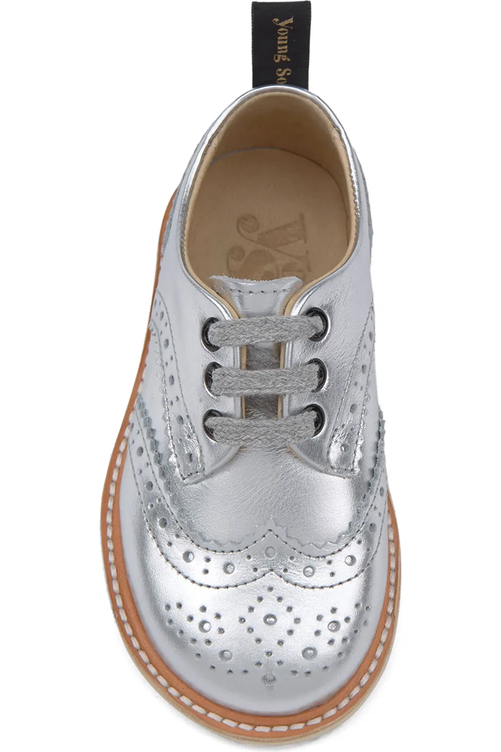 Детские туфли броги на шнуровке Brando Young Soles, Silver — фото 3