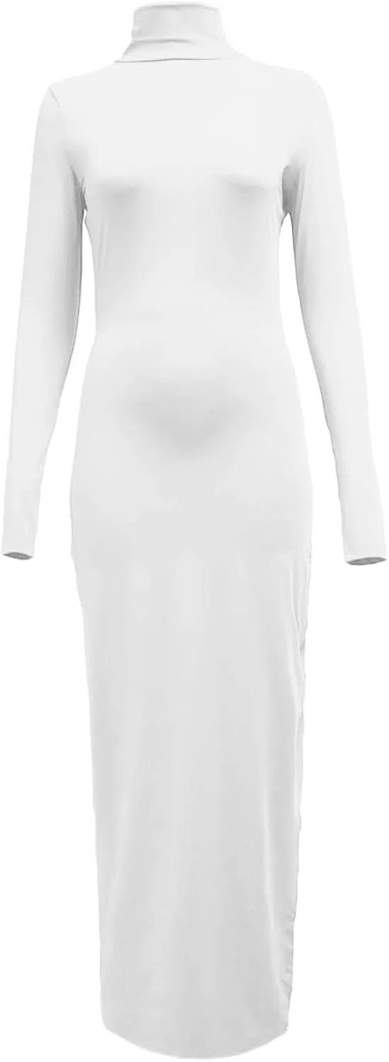 Женское облегающее платье с длинным рукавом Bodycon, White — фото 3