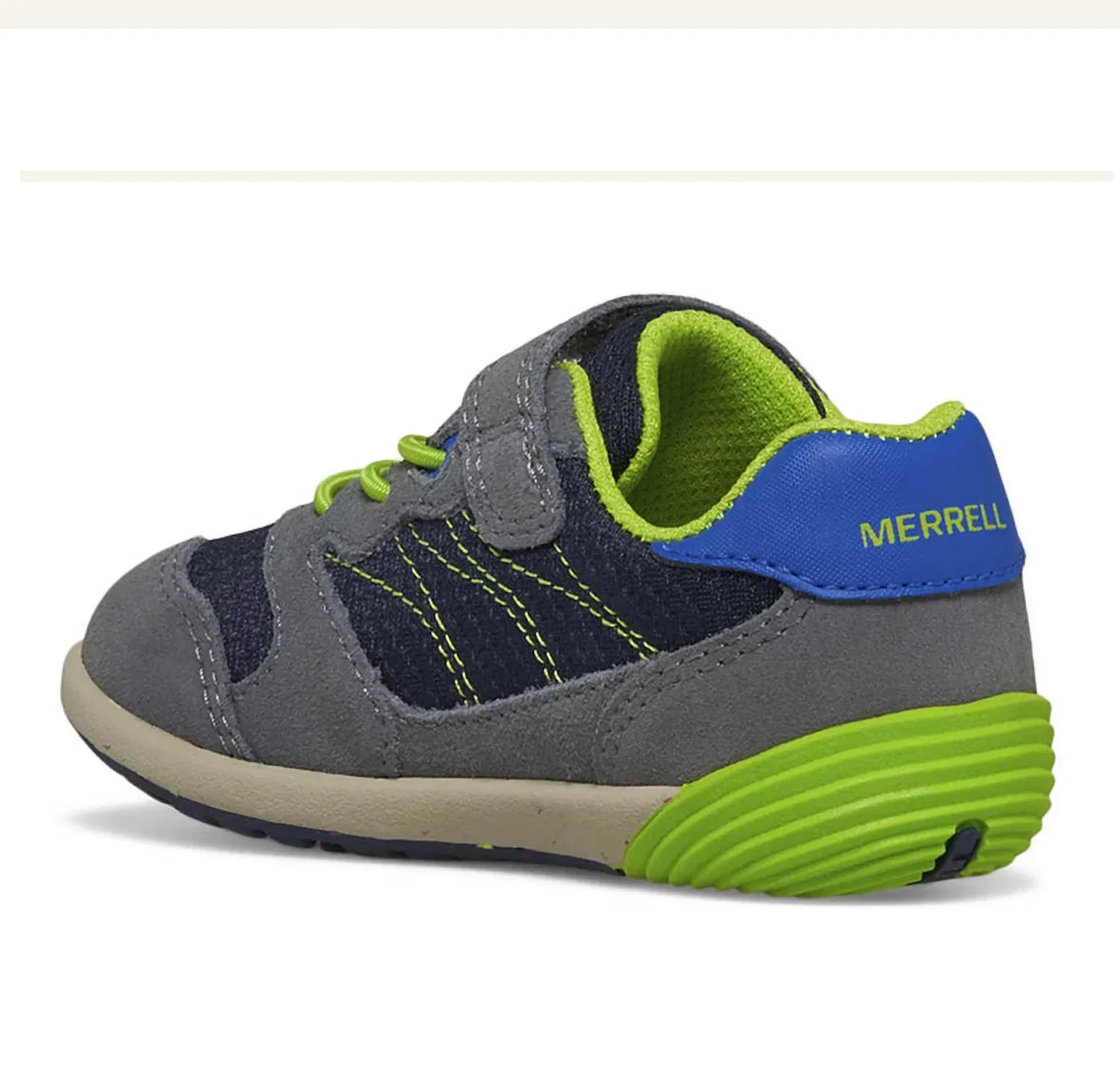 Детские кроссовки для мальчиков с застежкой-велкро Baresteps A83 MERRELL, Navy/Green — фото 3
