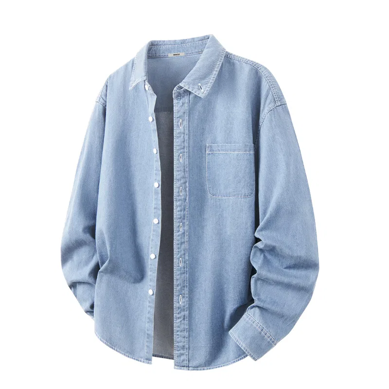 Детская рубашка джинсовая с воротником-стойкой MINISO, Light Blue