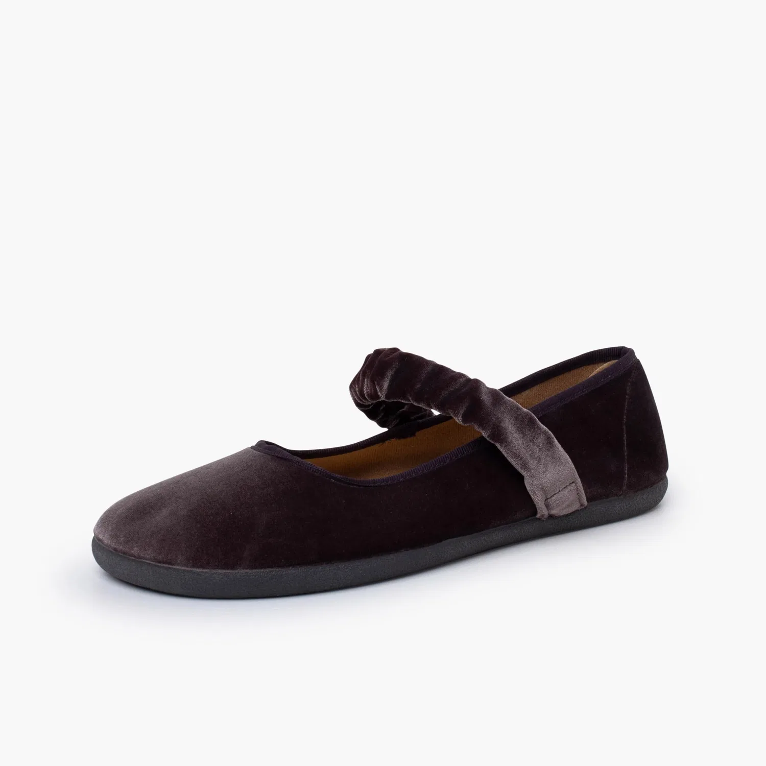 Детские балетки для девочек с бархатом Barefoot Velvet Flats with Gathered Strap Pisamonas, Grey — фото 2