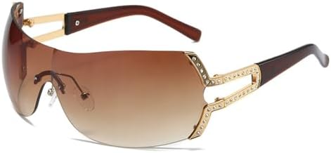 

Солнцезащитные очки овальной формы без оправы 2027 года, большие, с полой внутренней частью, для женщин, в стиле стимпанк, с защитой от ультрафиолета UV400 MTZJH, Brown