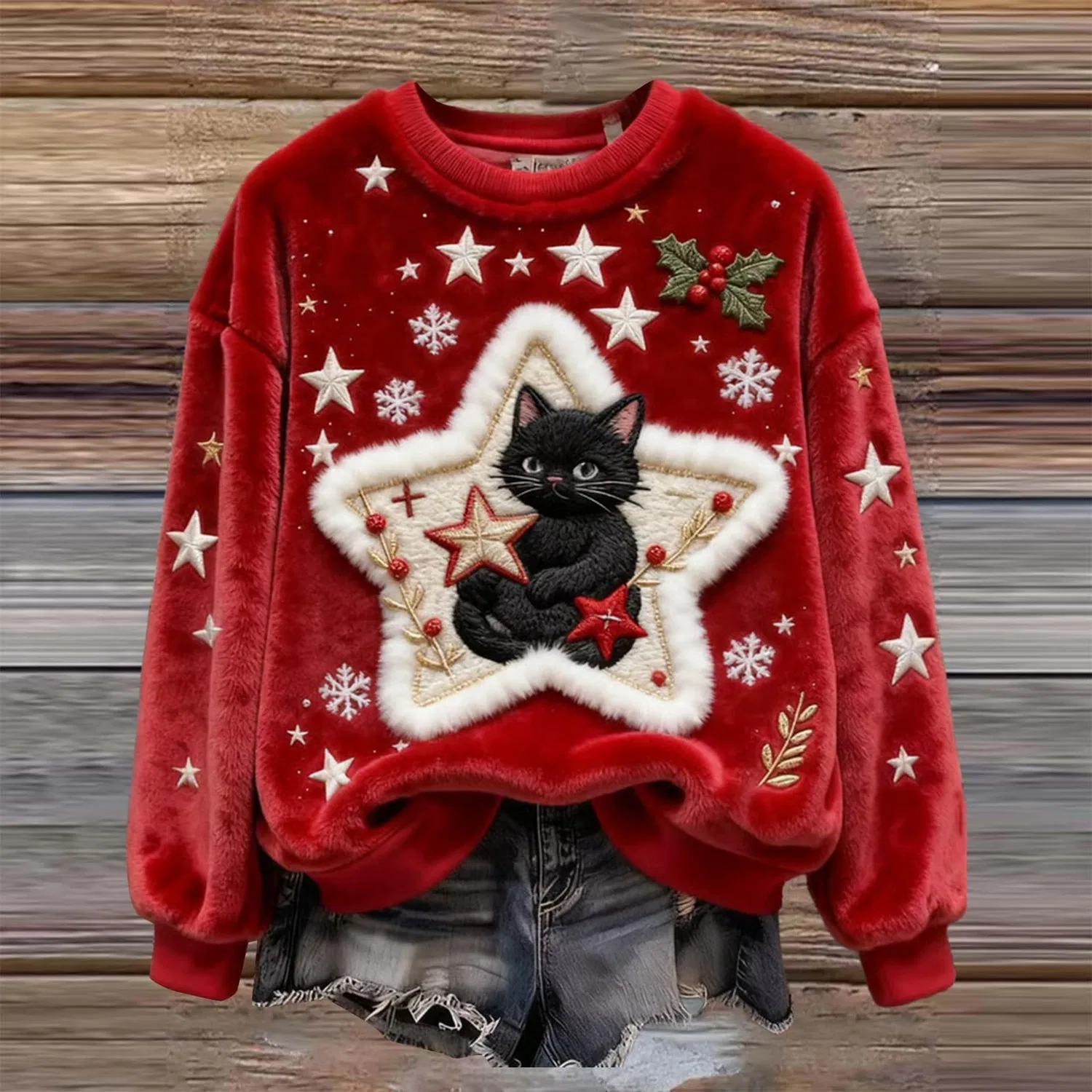 Женский свитшот с принтом Christmas Sweatshirt, Nero — фото 2