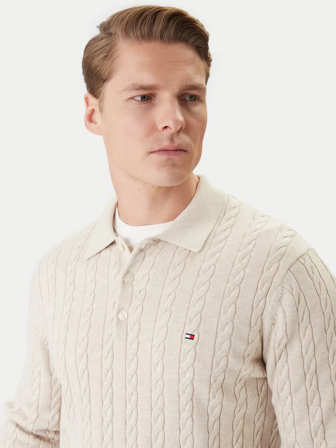 Мужской пуловер стандартного кроя Classic Tommy Hilfiger, бежевый — фото 4