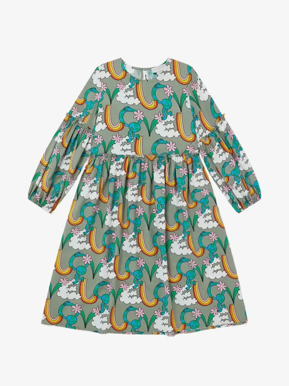 Платье с длинными рукавами и принтом Earth Friends Stella McCartney Kids, зеленый