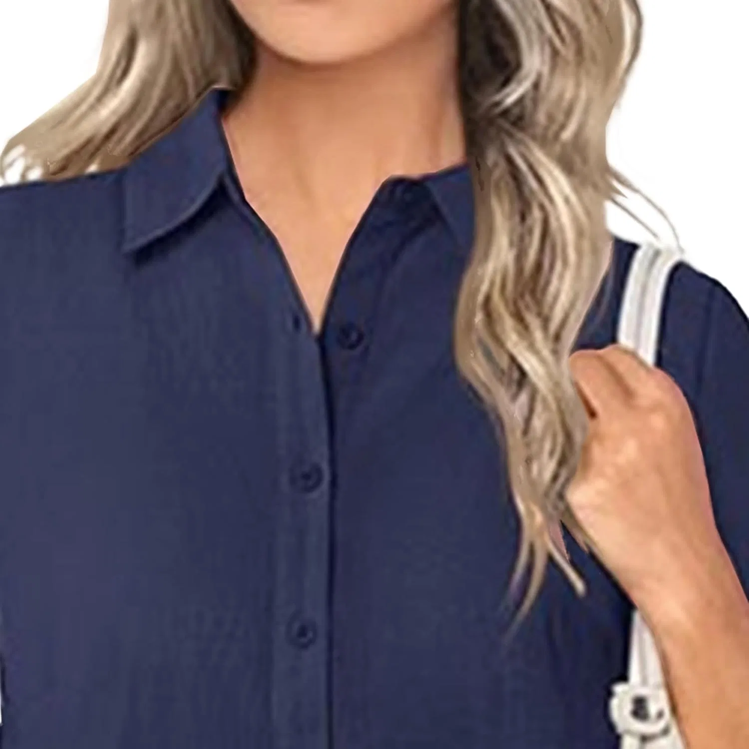 Женское летнее платье-рубашка с воротником-поло Generic, Navy Blue — фото 4