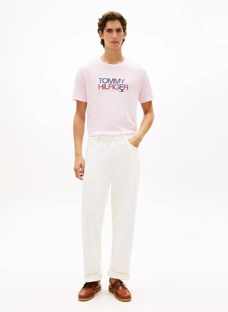Футболка с принтом логотипа Tommy Hilfiger, розовый — фото 4