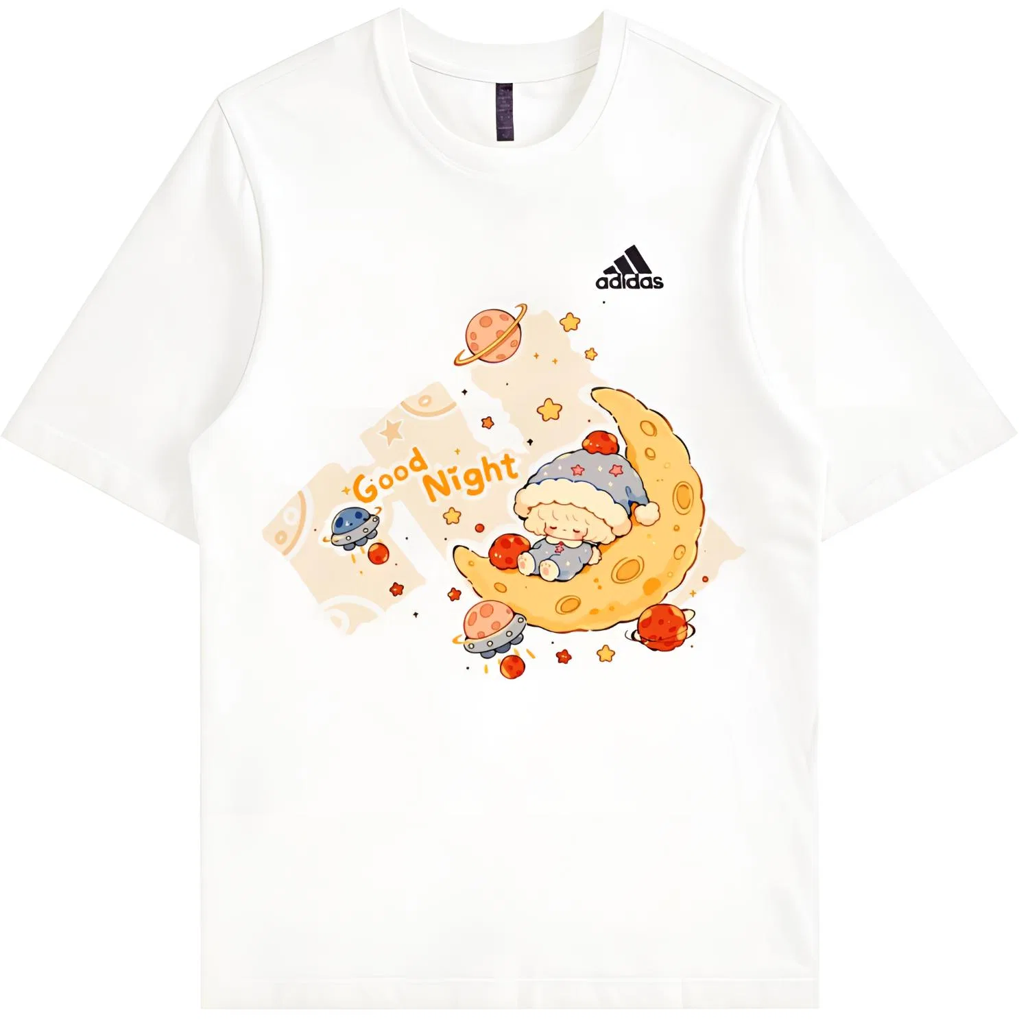 Футболка унисекс с коротким рукавом, свободного кроя, Adidas, Ecru