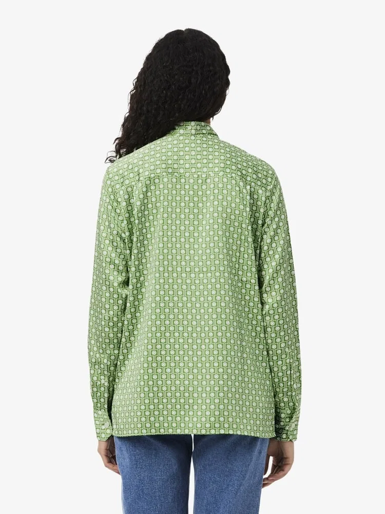 Блуза LACOSTE CF2626, атласная, длинный рукав, зеленый — фото 3