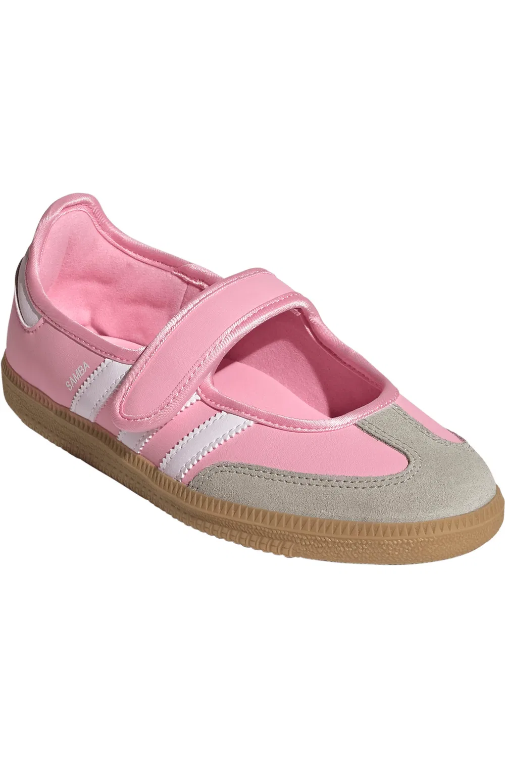 Детские кеды с ремешком Mary Jane Samba Adidas, Light Pink/White/Gum — фото 2