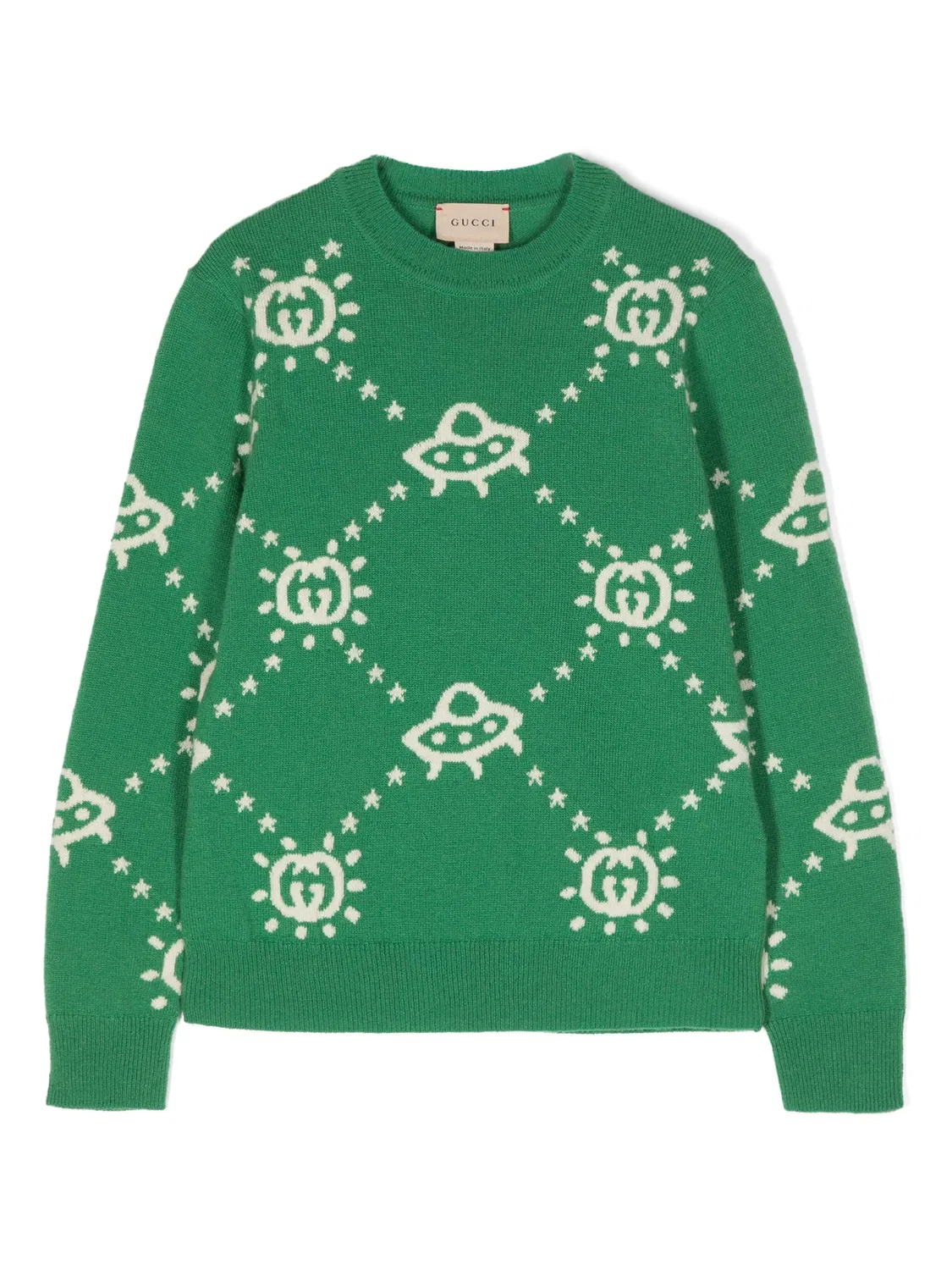 Джемпер с интарсией Interlocking GG Gucci, зеленый