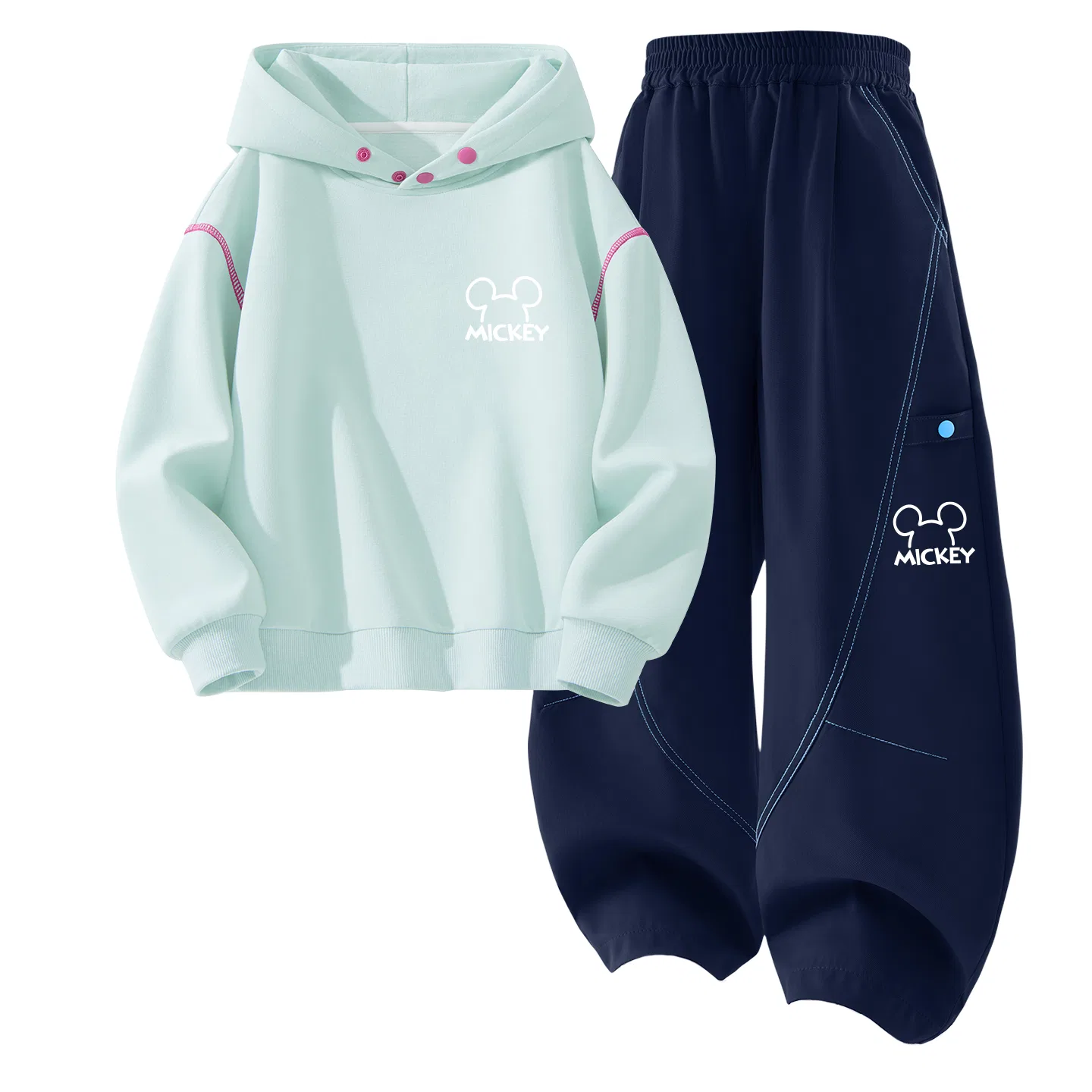 Детский спортивный комплект с капюшоном, с принтом, Disney, Clearwater Blue/Mysterious Green