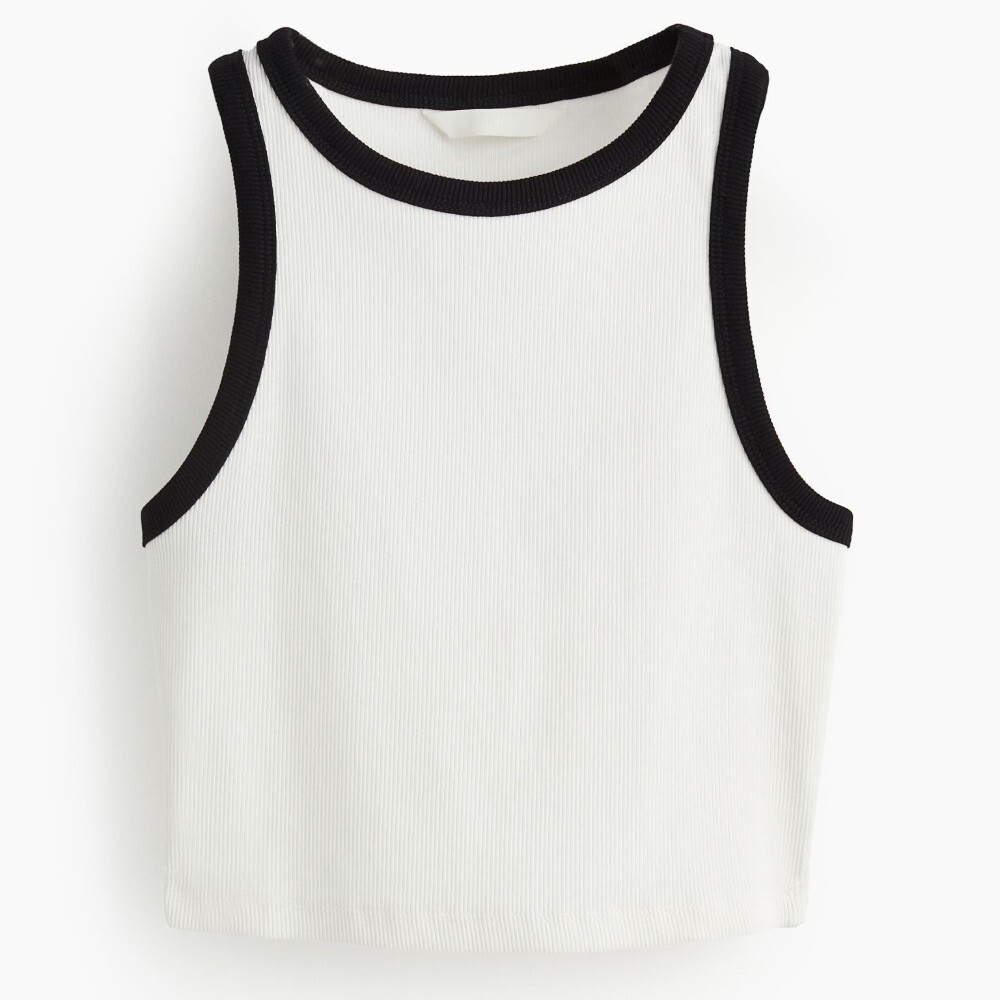 

Топ H&M Crop Tank, белый/черный