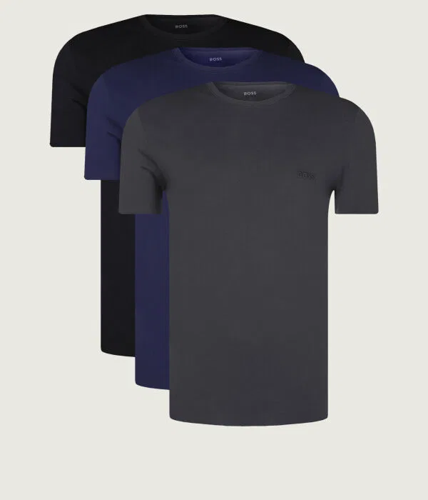 Мужской комплект футболок с круглым вырезом T-Shirt 3 штуки Regular Fit BOSS, черный