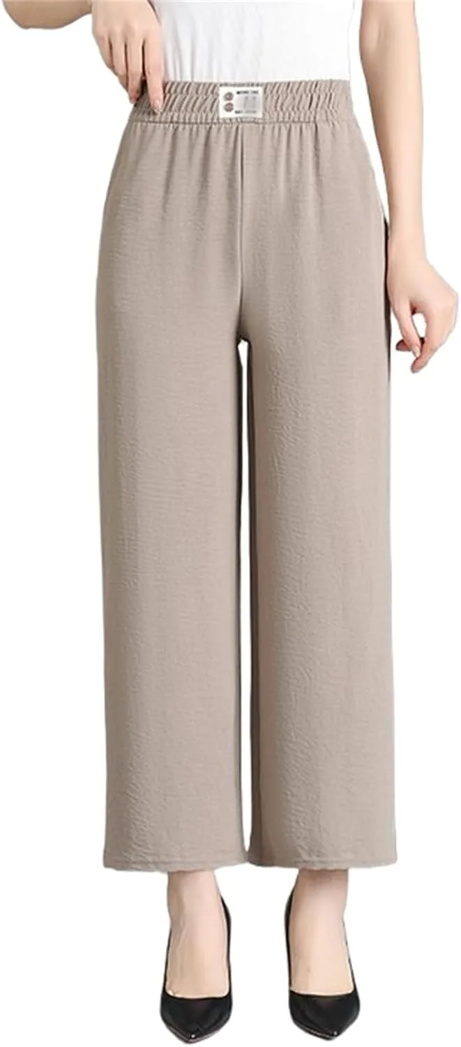 Женские брюки Perfect Drape с высокой посадкой на резинке, широкие, с карманами, из стрейч-айс шелка Generic, хаки