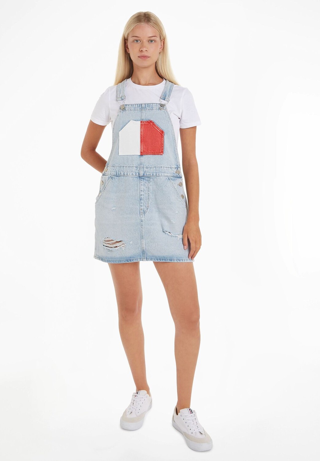 

Джинсовое платье, хлопок, разрушенный вид, для женщин TOMMY Jeans, цвет Denim Light