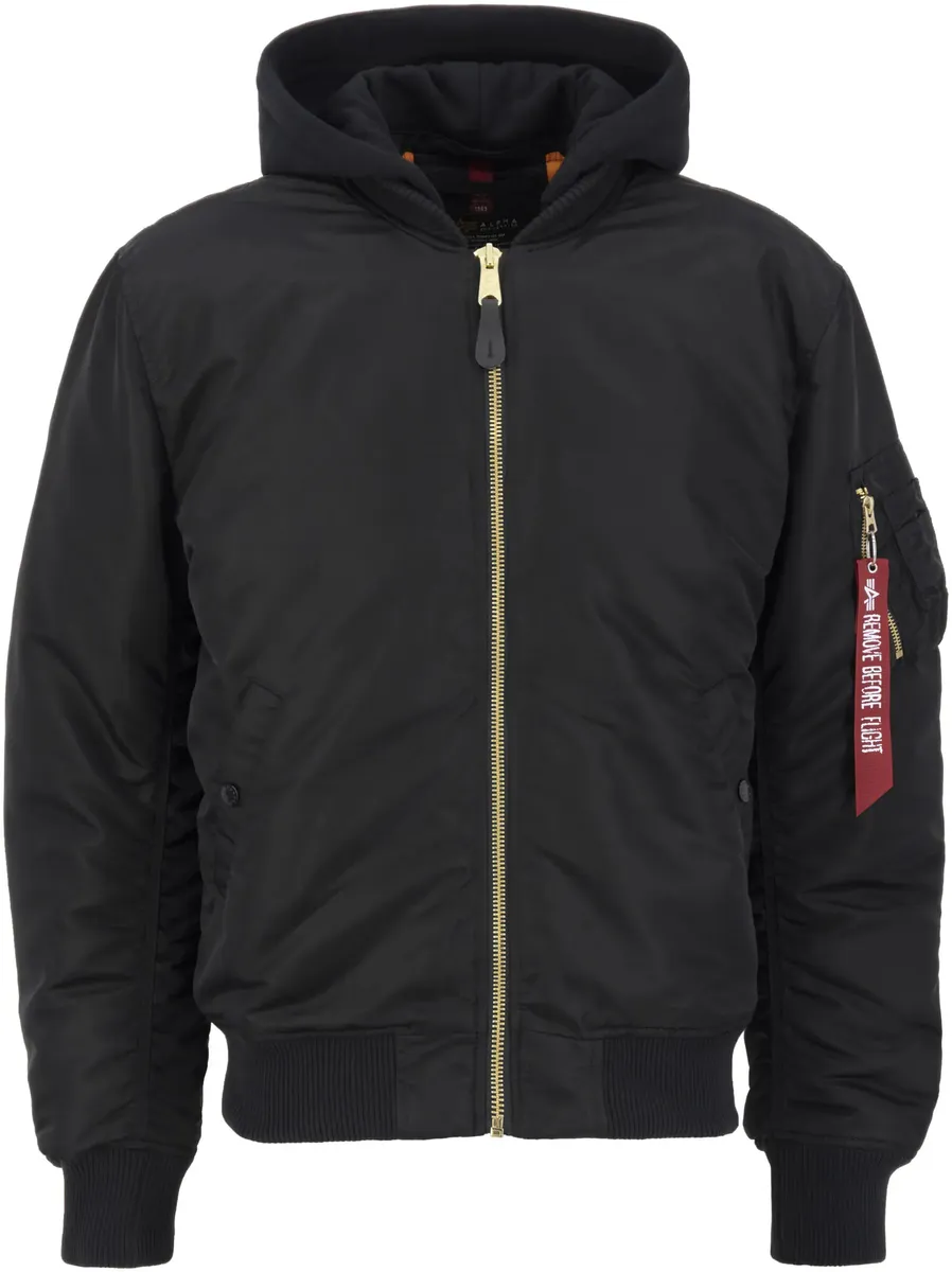 

Куртка-бомбер Alpha Industries "MA-1 ZH Back EMB" с капюшоном, черный