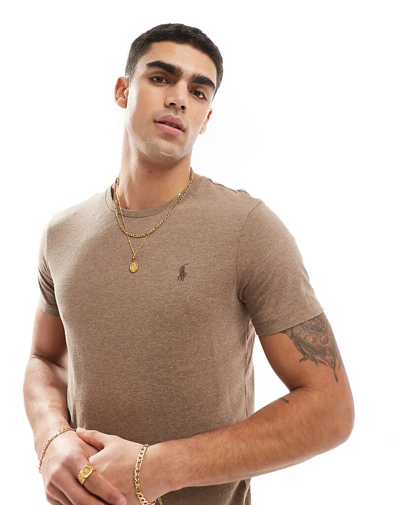 

Футболка с логотипом icon коричневого цвета Polo Ralph Lauren
