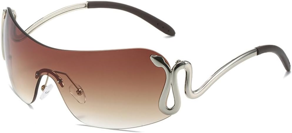 

Модные цельные женские солнцезащитные очки, стильные большие солнцезащитные очки для активного отдыха, мужские панк-очки, персонализированные очки с защитой от УФ-излучения UV400 TYUVIVO, Gradient Brown